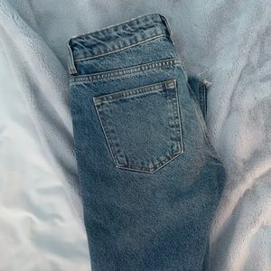 Zara light wash low rise straight leg jeans